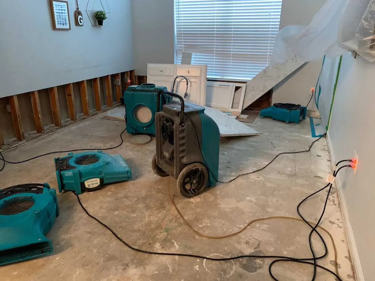 Dehumidifier in flood-cut room for Water Damage Restoration in West Deptford